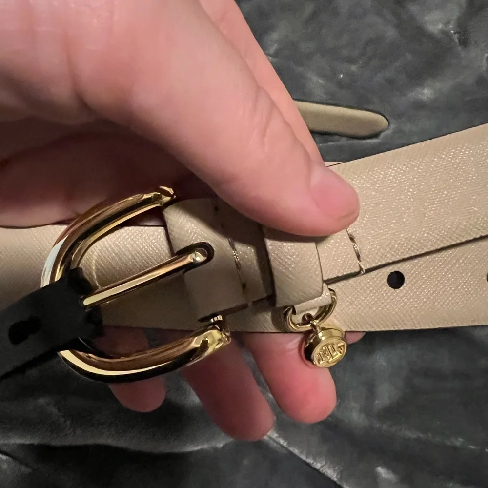 LAUREN RALPH LAUREN Crosstitch Leather Belt w/ Charm Size Medium or Large NWT